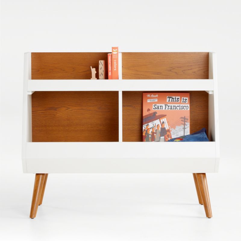 Walnut and White Mid-Century Bookcase + Reviews | Crate & Kids | Crate & Barrel