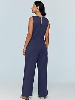 AUTOMET Womens Jumpsuits Fall Outfits 2023 New Casual Fashion Clothes Sleeveless Wide Leg Long Pa... | Amazon (US)