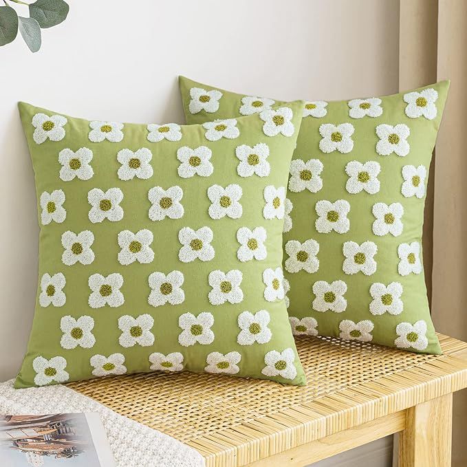 EMEMA Decorative Throw Pillow Covers Daisy Sun Flower Jacquard Pillowcase Cushion Case Square for... | Amazon (US)