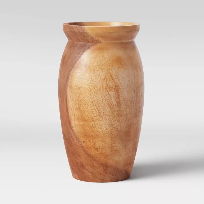 Round Tapered Munggur Wood Vase Natural - Threshold™ | Target