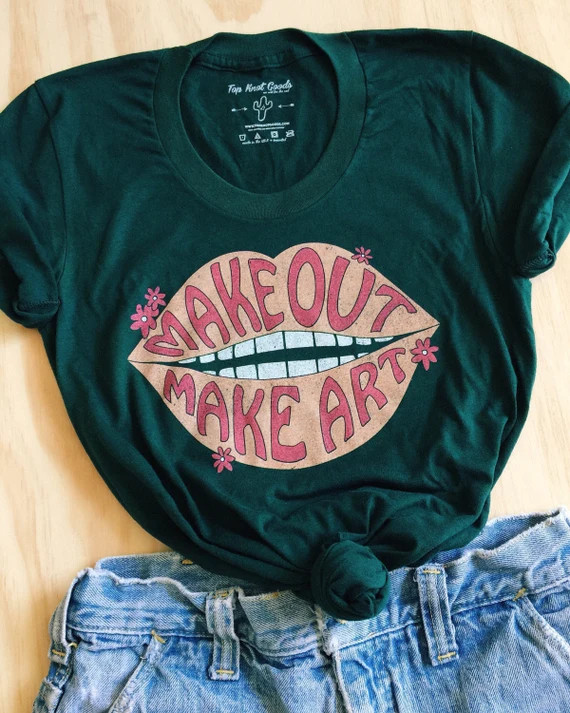 Make Out Make Art - 70's women's graphic t-shirt - vintage Inspired tee - sweatshop free - retro ... | Etsy (US)