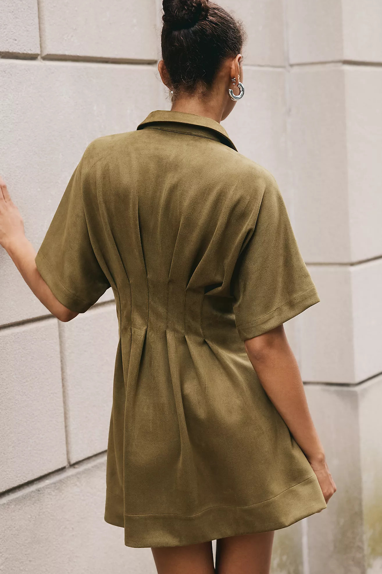 The Tobie Faux-Suede Mini Shirt Dress by Exquise | Anthropologie (US)