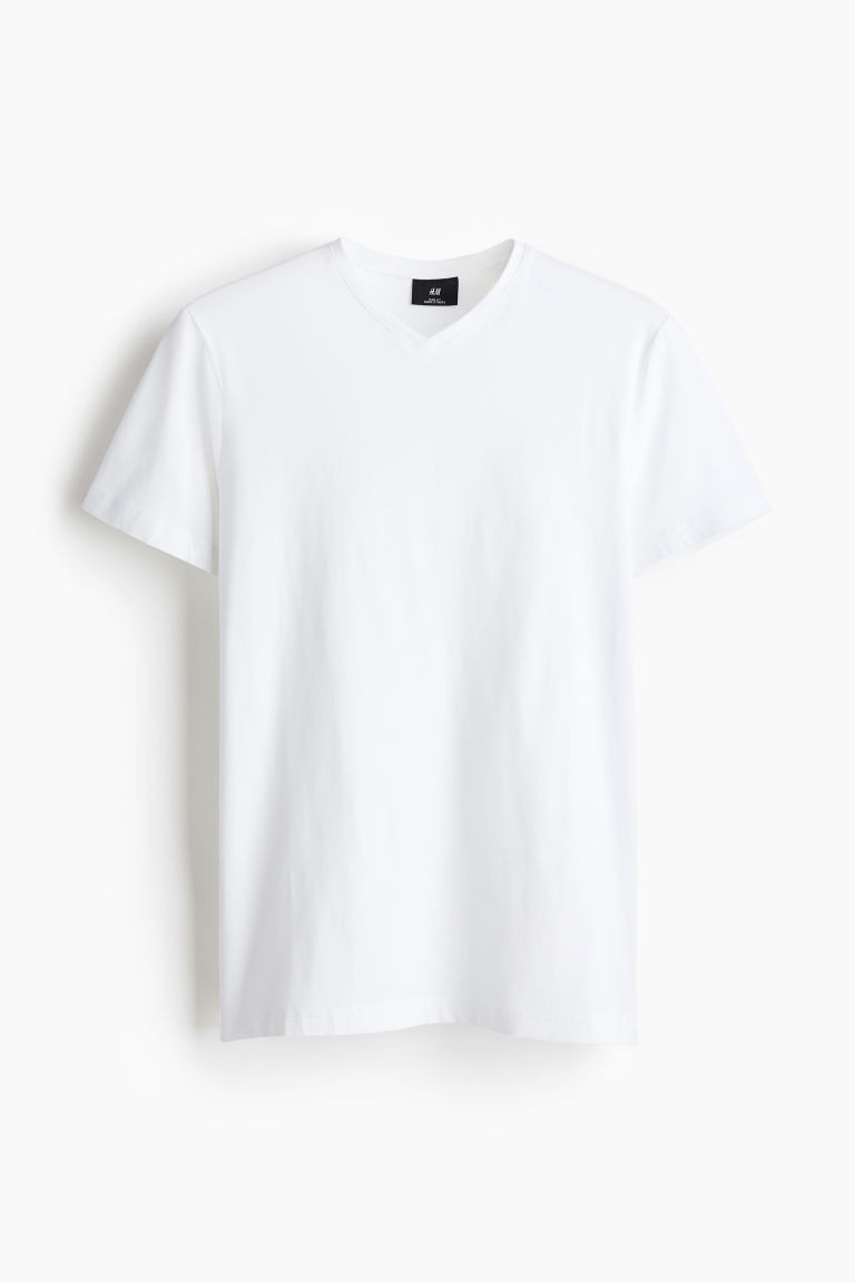 H & M - Slim Fit V-neck T-shirt - White | H&M (US + CA)