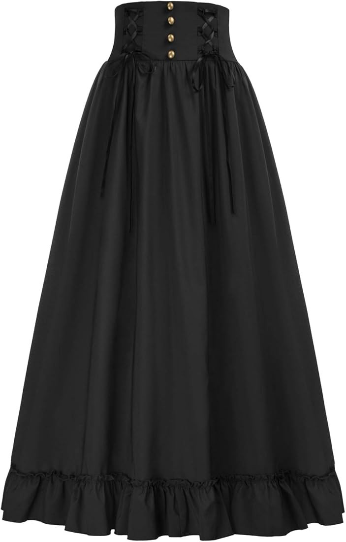 Scarlet Darkness Women Victorian Maxi Skirt Vintage Edwardian High Waist A Line Skirt | Amazon (US)