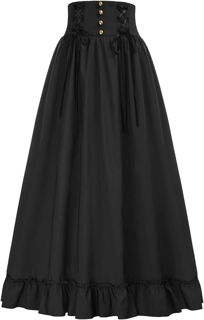 Scarlet Darkness Women Victorian Maxi Skirt Vintage Edwardian High Waist A Line Skirt | Amazon (US)