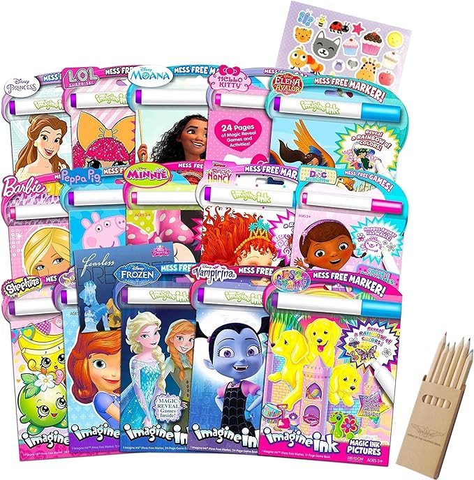 Imagine Ink Assorted Set of Coloring Books for Girls Mess Free Invisible with Play Sticker Bonus ... | Amazon (US)