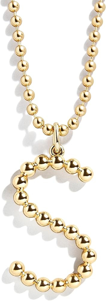 BaubleBar Oversized Initial Pisa Necklace for Women, Gold-Plated Beaded Necklace, Perfect Persona... | Amazon (US)