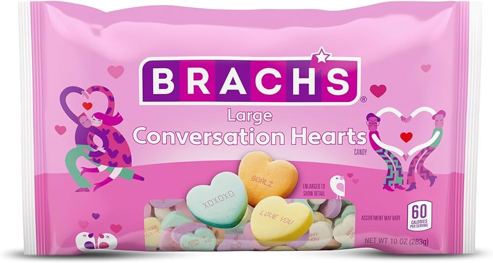 Brach's Large Conversation Hearts, Valentine's Day Candy, 10oz | Amazon (US)