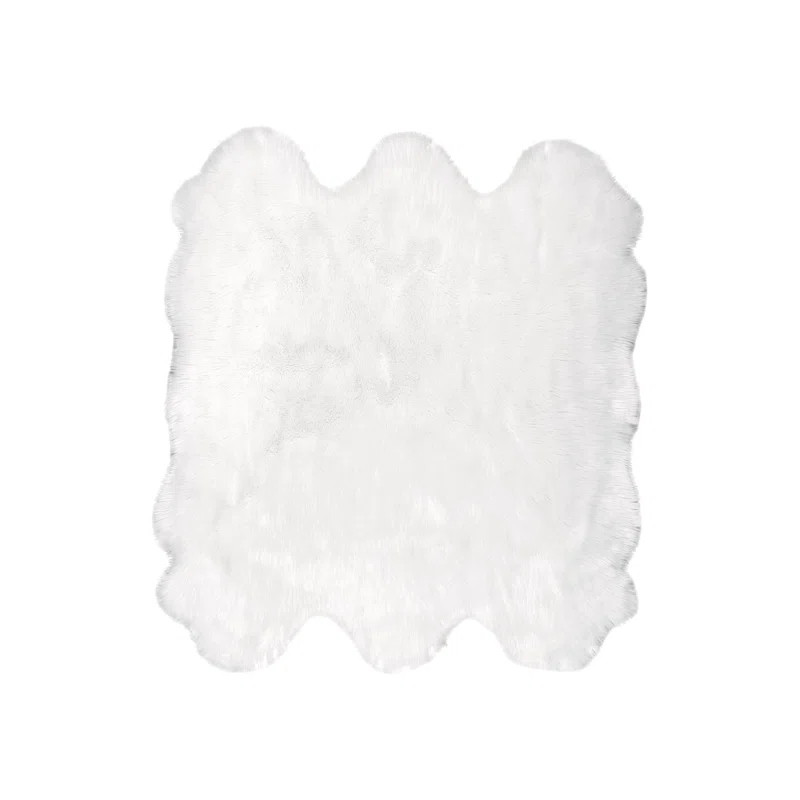 Lavallee Faux Sheepskin Shag Performance White Rug | Wayfair North America