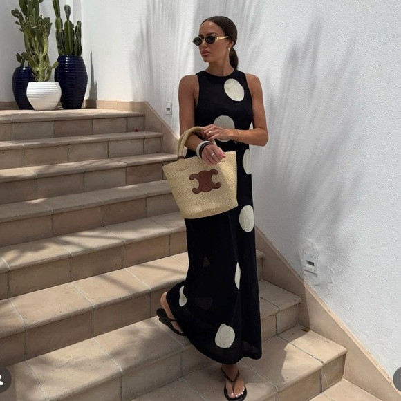 Zara DOTTED KNIT MAXI DRESS | Poshmark