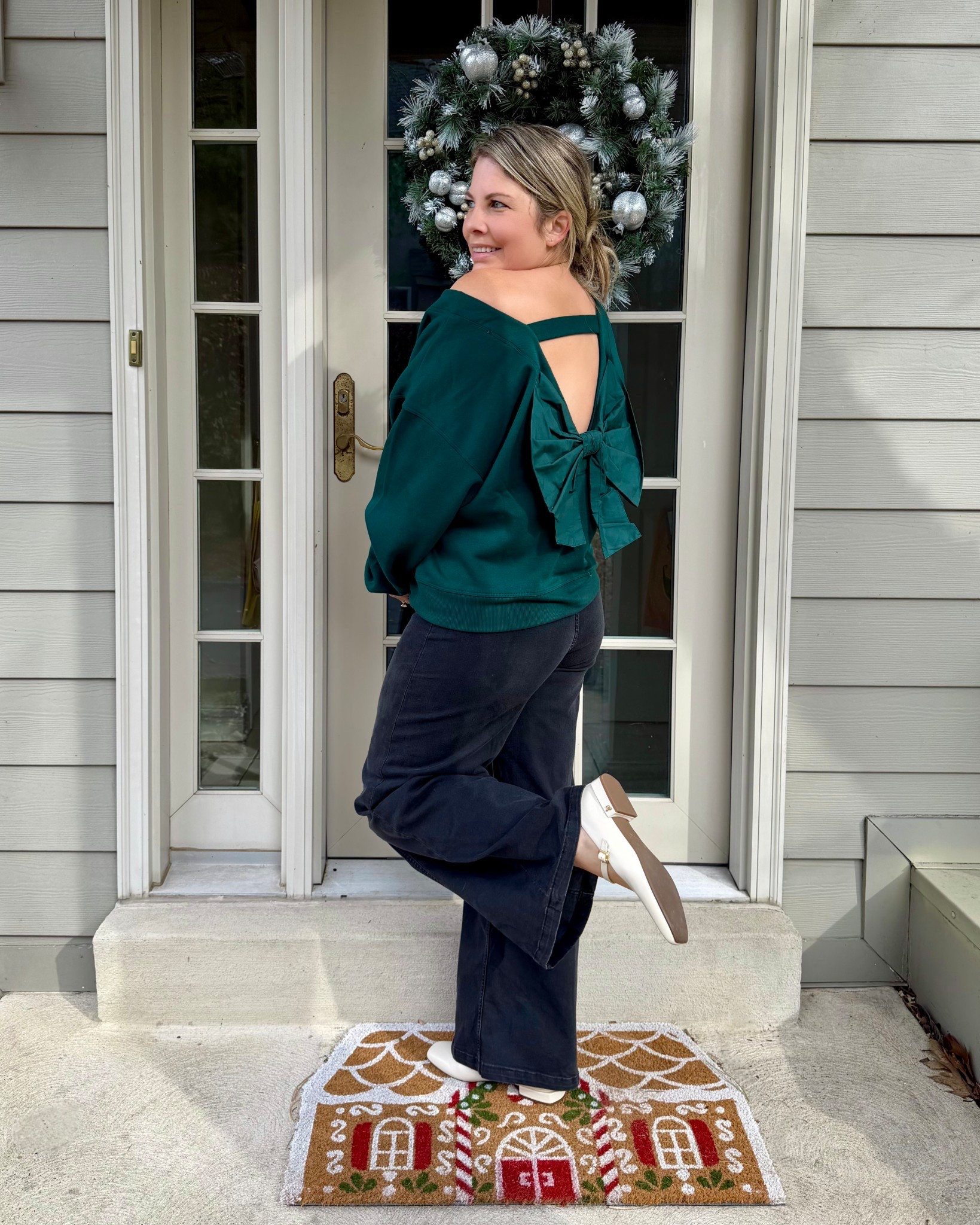 Obsessed with this outfit, it is perfect for the holidays with the bow detail. Casual with a little bit of glam. Everything comes in multiple colors.

#LTKOver40 #LTKHoliday #LTKootd