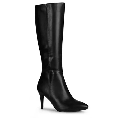BLISSFUL STEP Valentine's Women's Boot Pointed Toe Side Zipper Stiletto Heel Knee High Boots Black 9 | Walmart (US)