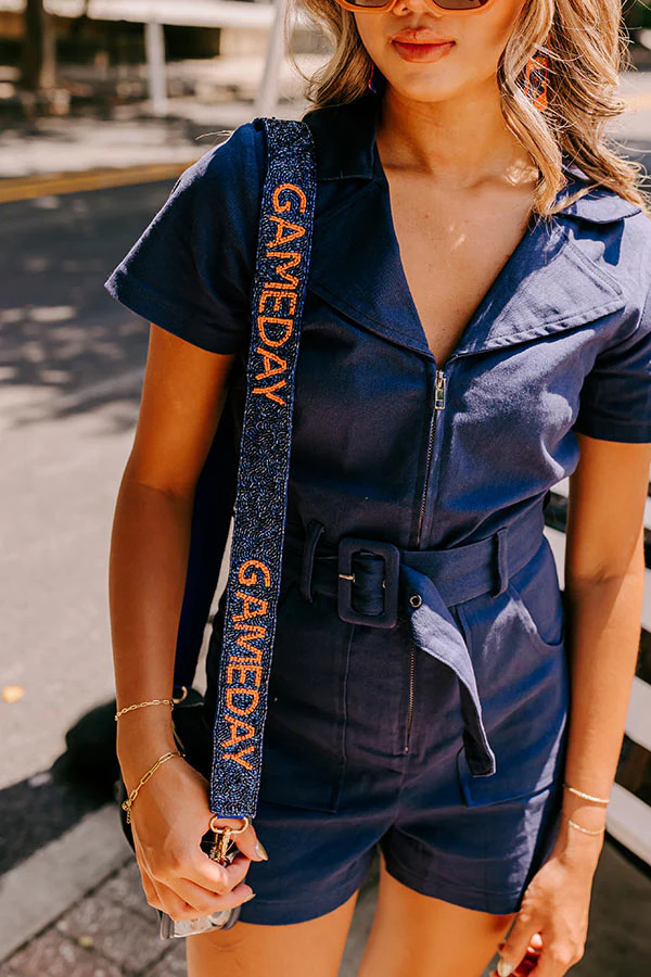 It's Gameday Beaded Bag Strap in Orange/Navy | Impressions Online Boutique