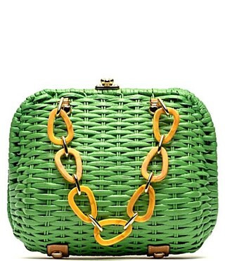 FRANCES VALENTINE Peony Wicker Hen Clutch - Green | Dillard's