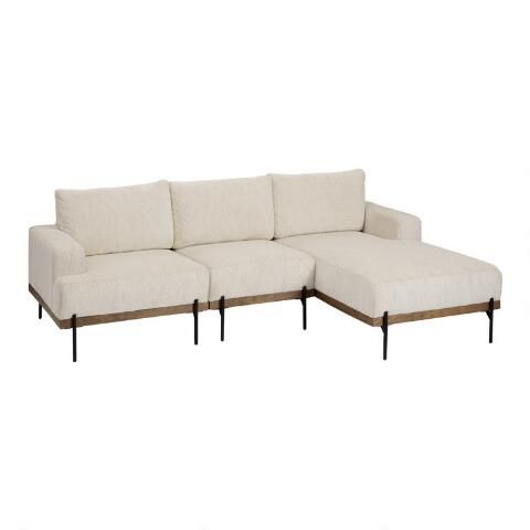Ivory Right Facing 3 Piece Frances Sectional Sofa | World Market