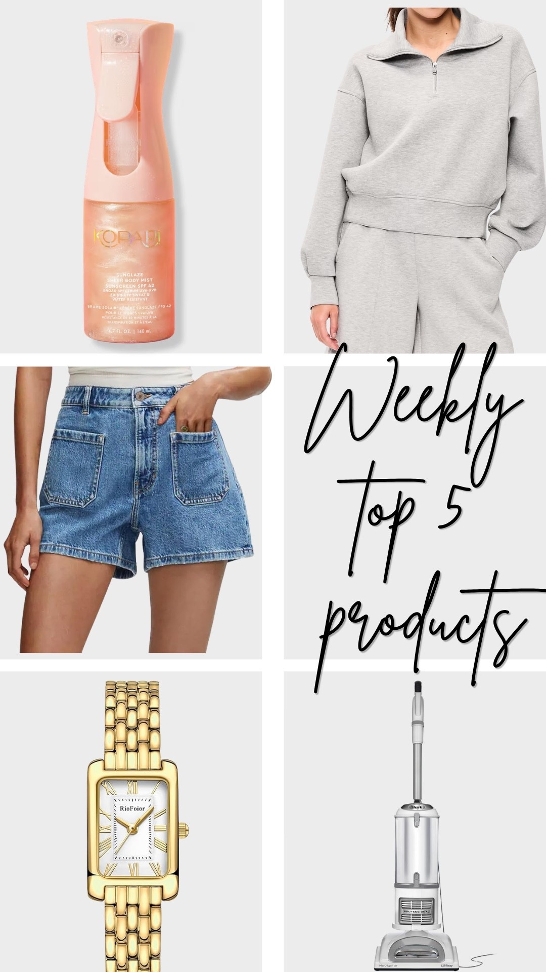 The 5 products I’d repurchase immediately 👏

☀️ Kopari Sunglaze SPF
🤍 Heather Gray Quarter Zip
👖 Best-selling shorts
⌚ Waterproof gold watch
🧹 Shark Navigator vacuum

These are the finds I actually use, love, and recommend on repeat. ✨

#LTKActive #LTKHome #LTKBeauty