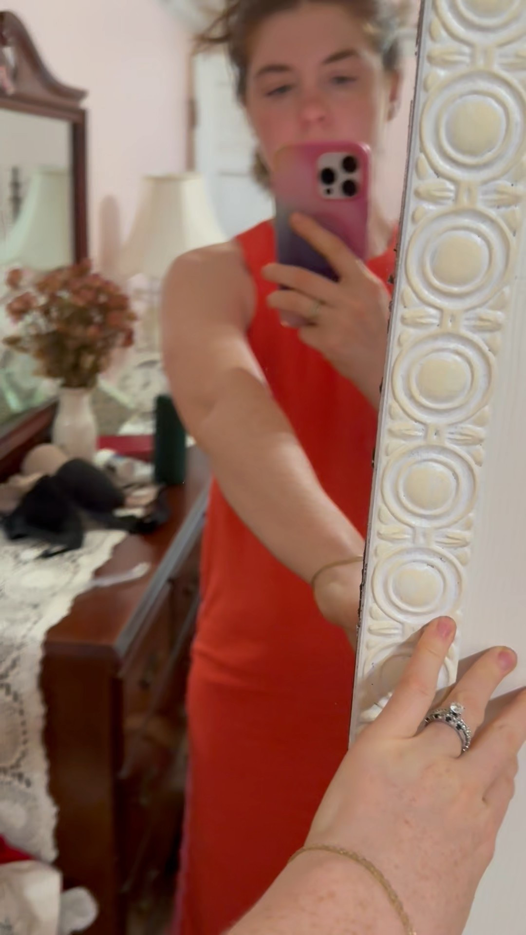 Orange y red tank dress - wearing a S 

#LTKFindsUnder100