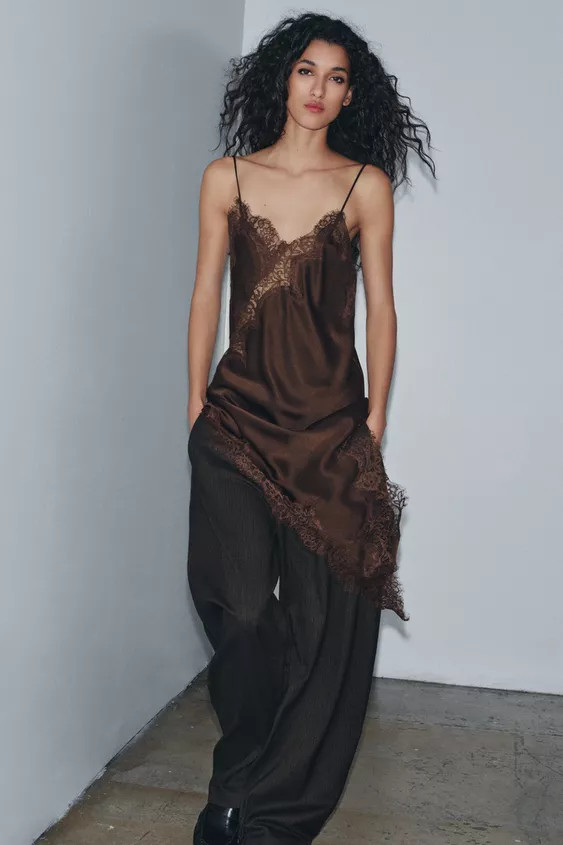 ZW COLLECTION ASYMMETRIC LACE DRESS | Zara US