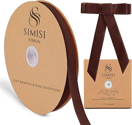 Brown Velvet Ribbon 5/8'' 25 Yards for Chritstmas Tree, Gift Wrapping, Wreath Decorations, Bow Ma... | Amazon (US)