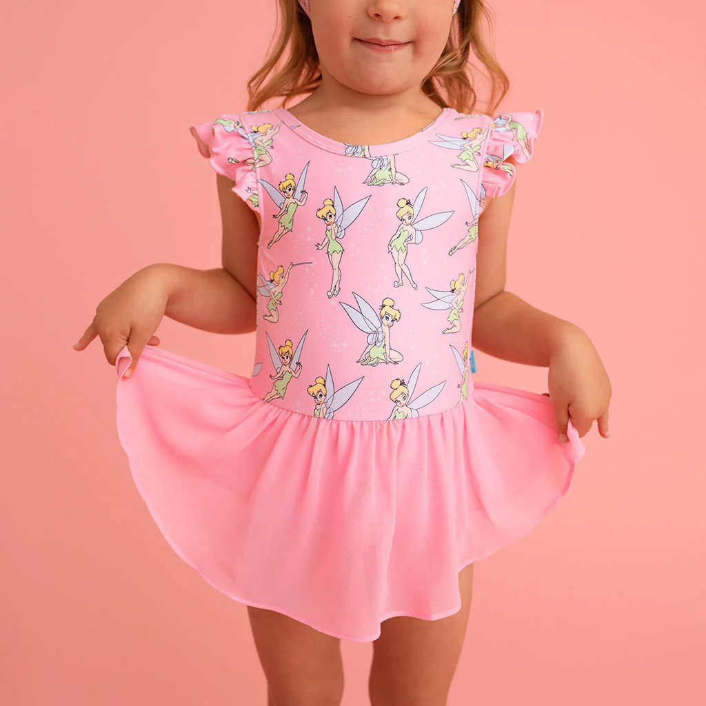 Fairy Pink Stretchy Disney Tinker Bell Twirl Skirt Leotard | Posh Peanut\u00ae | Posh Peanut