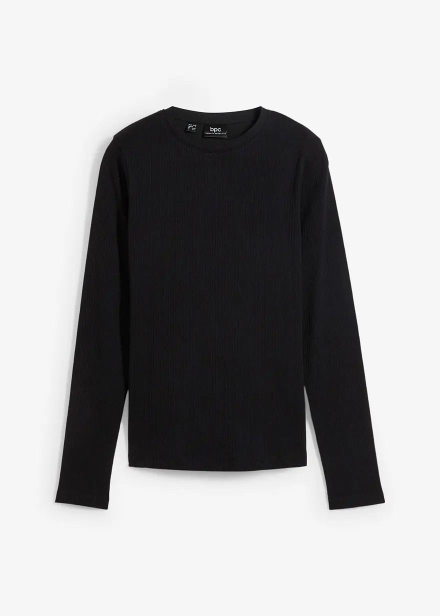 Geripptes Langarmshirt aus reiner Baumwolle | Bonprix DE