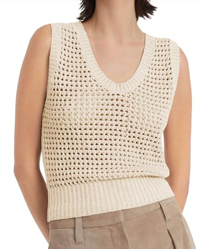 Women Crochet Sweater Vest Casual Sequin Sleeveless Pullover Knit Tank Tops Trendy Hollow Out Kni... | Amazon (US)