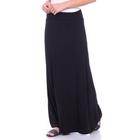 Womens Fold Over Convertible Maxi Skirt Black - Made in USA | Walmart (US)