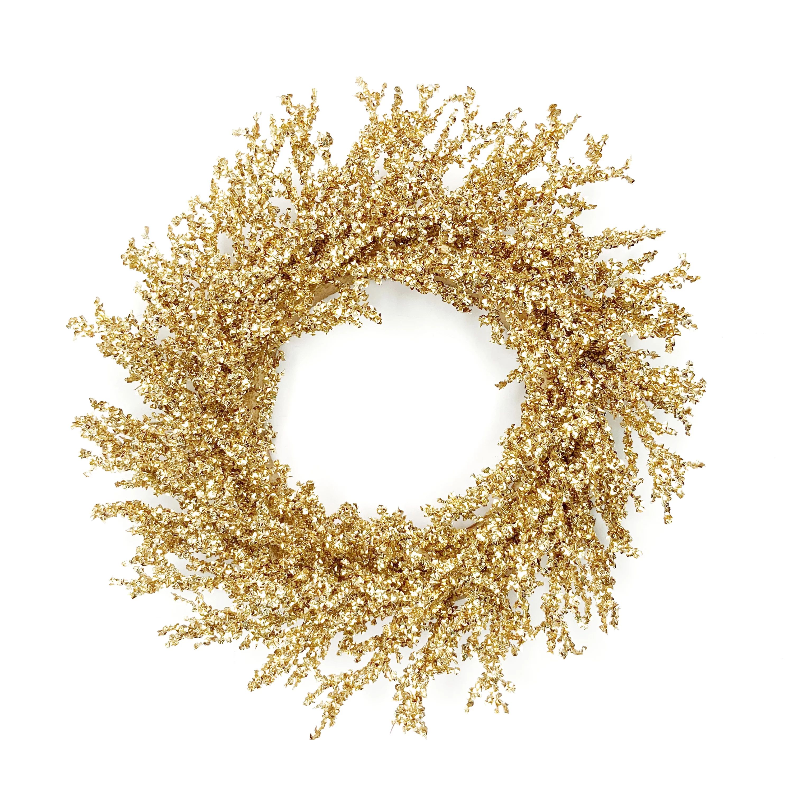 Holiday Time Gold Glitter & Sequin Unlit Holiday Specialty Wreath, 22" - Walmart.com | Walmart (US)