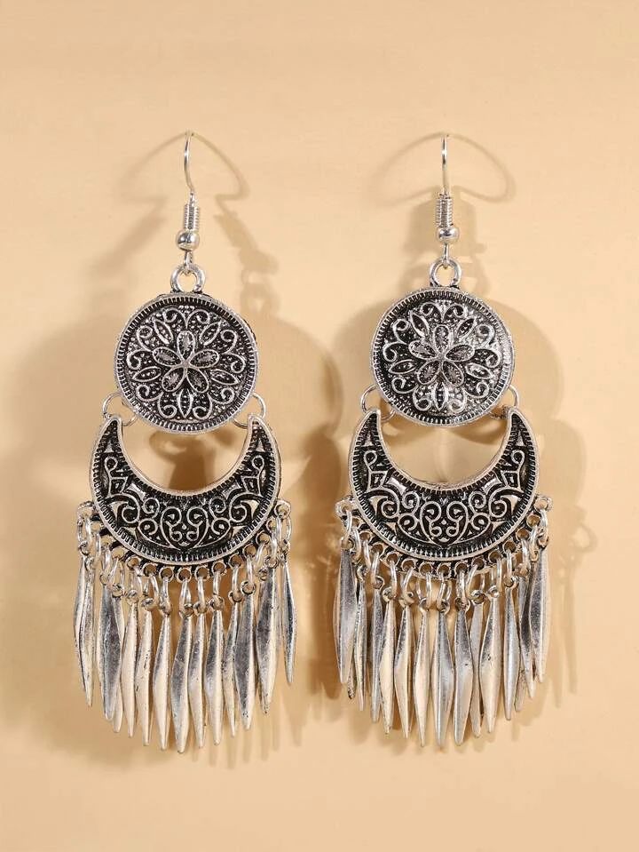 Metal Tassel Charm Drop Earrings | SHEIN