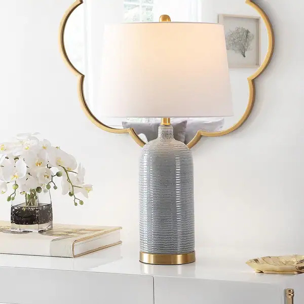 SAFAVIEH Lighting 26.75-inch Stark Glass Table Lamp - 15" x 15" x 26.8" | Bed Bath & Beyond