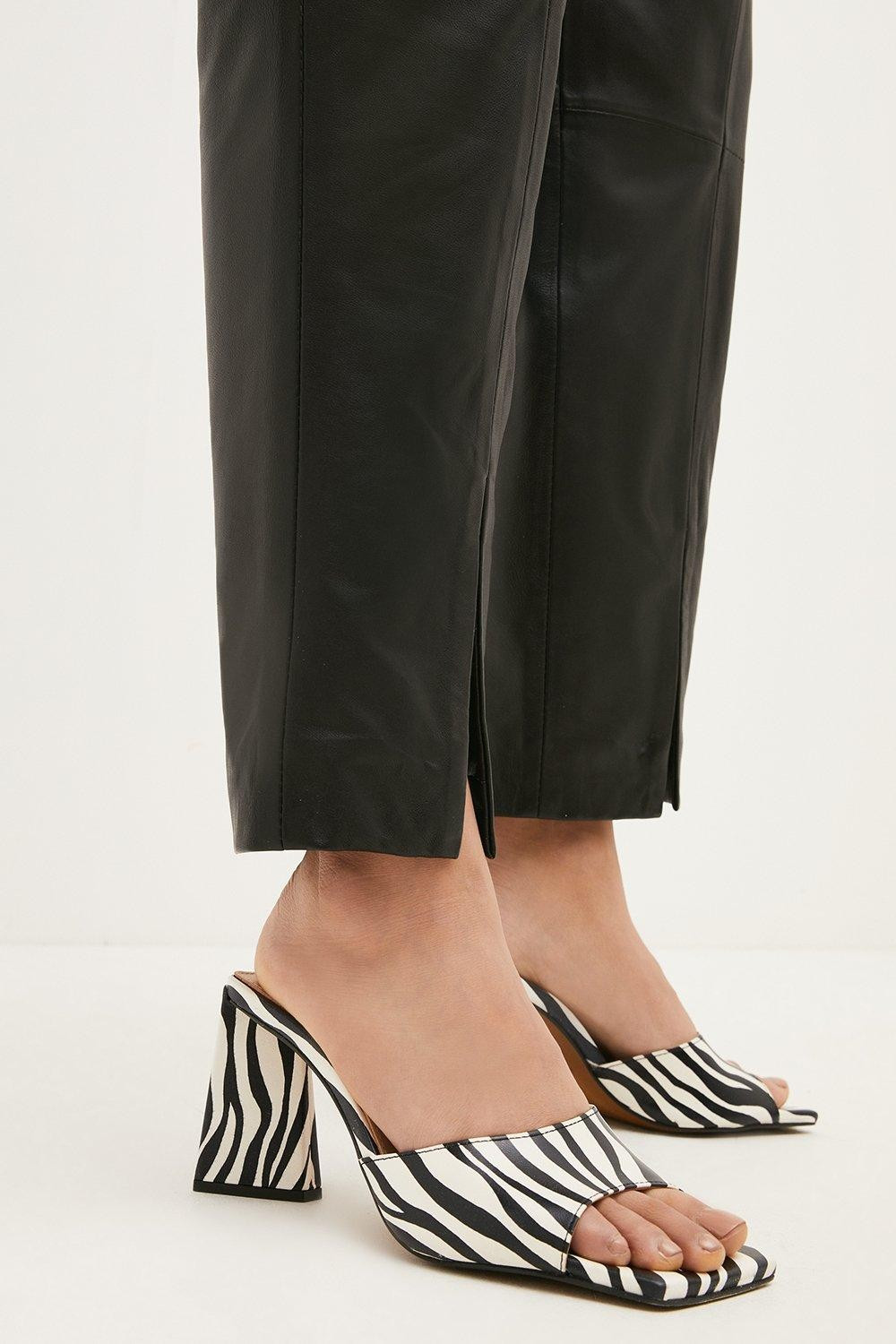 Leather Prism Heeled Mule | Karen Millen UK & IE