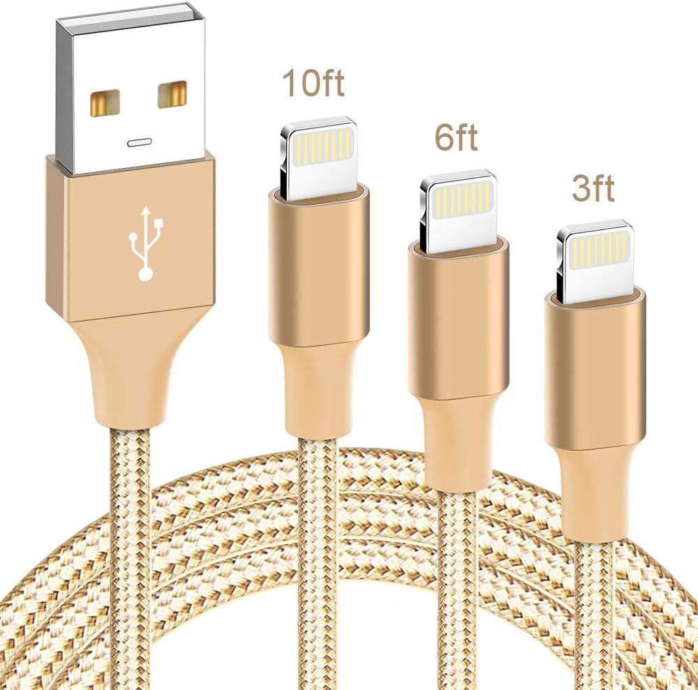 iPhone Charger, Apple MFi Certified- ilikable 3 PACK 3/6/10FT Nylon Braided Lightning Cable- Dura... | Amazon (US)