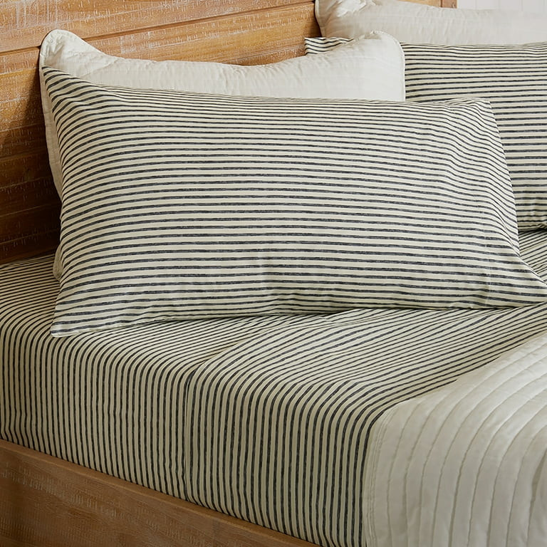 Great Bay Home Striped Microfiber Wrinkle Resistant Sheet Set  (King, Dark Grey) - Walmart.com | Walmart (US)