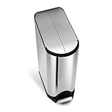 simplehuman 45 Liter / 11.9 Gallon Stainless Steel Butterfly Lid Kitchen Step Trash Can, Brushed Sta | Amazon (US)