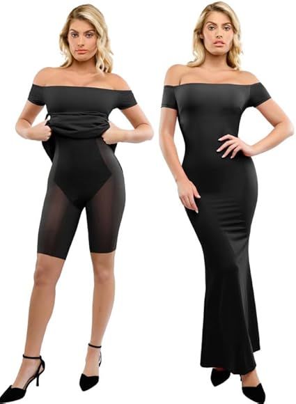 Popilush 9 in 1 Shaper Dress with Built in Shapewear Off Shoulder Formal Dress for Women Bodycon ... | Amazon (US)