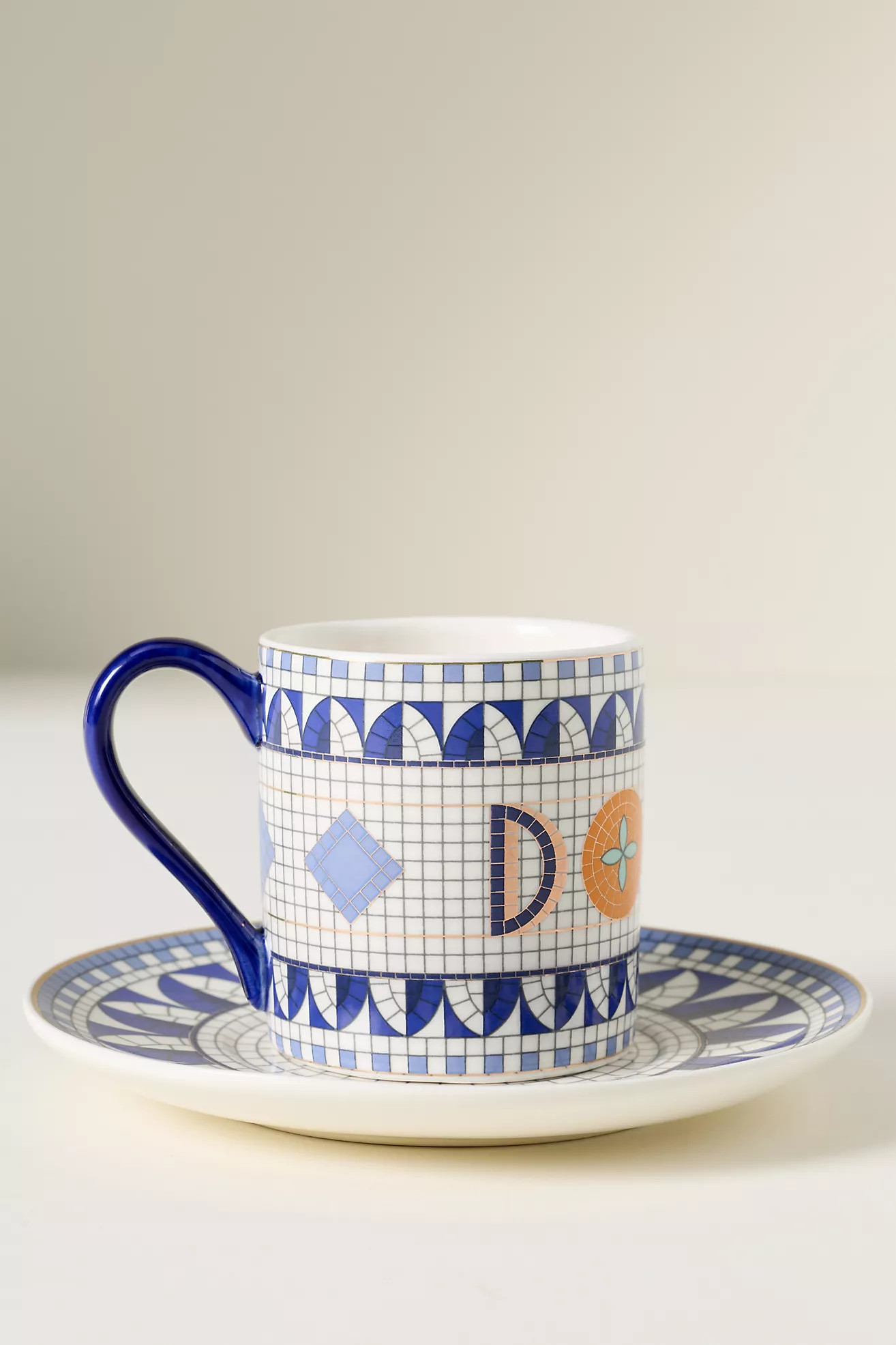 The Bistro Tile Stoneware Espresso & Saucer: Italia Edition | Anthropologie (US)