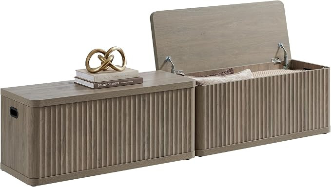 SICOTAS Storage Bench 80.4" Wide Shoe Bench with Lift Top Large Wooden Storage Chest Trunk Modern... | Amazon (US)