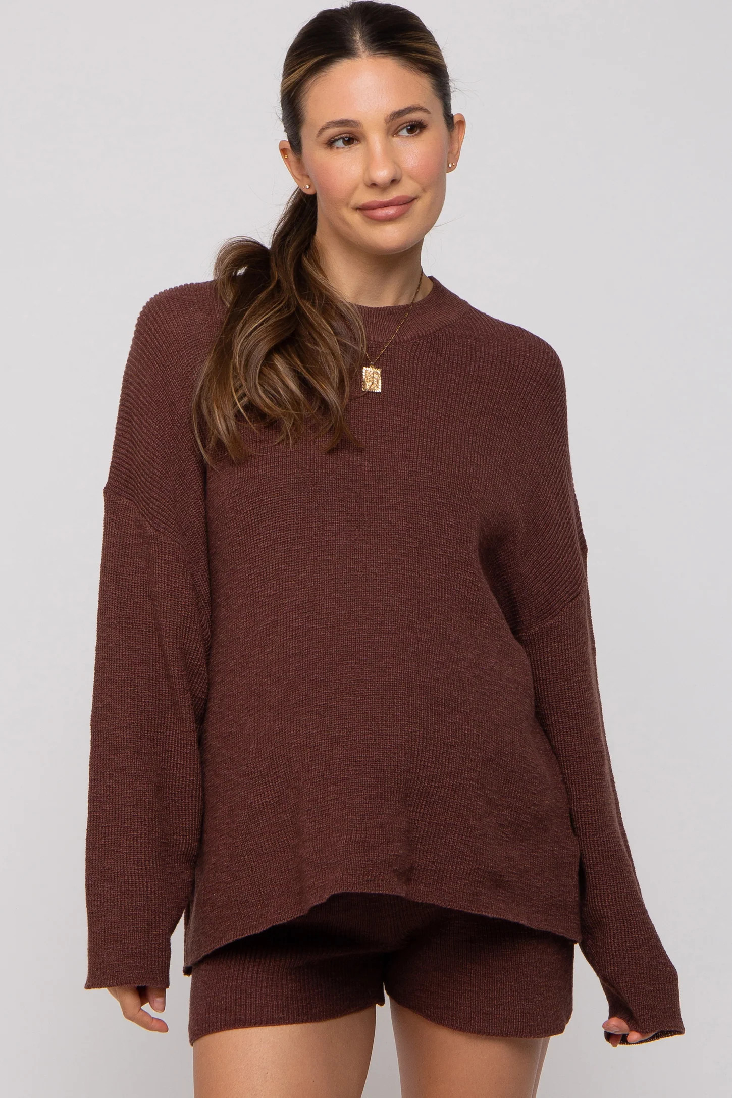 Grey Sweater and Short Maternity Set | PinkBlush Maternity