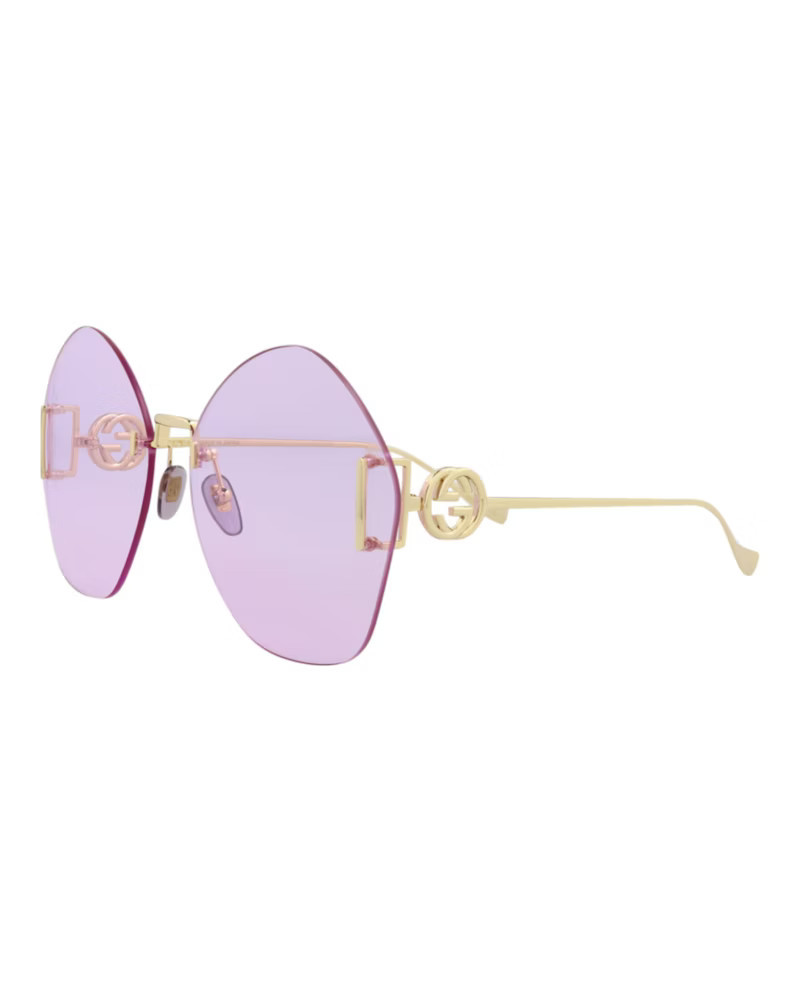 Women's Gucci Round Oval Sunglasses in Gold Gold Violet (Gg1203S/30013411/001) | StockX