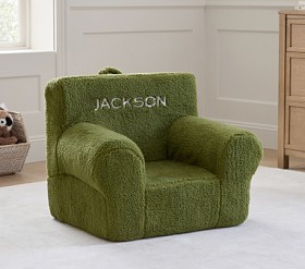 Anywhere Chair®, Army Green Cozy Sherpa Slipcover Only | Pottery Barn Kids
