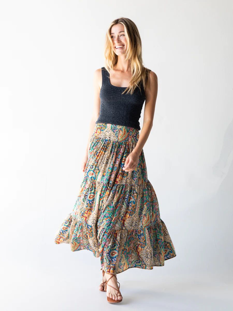 Hanna Convertible Maxi Skirt - Bright Paisley | Natural Life
