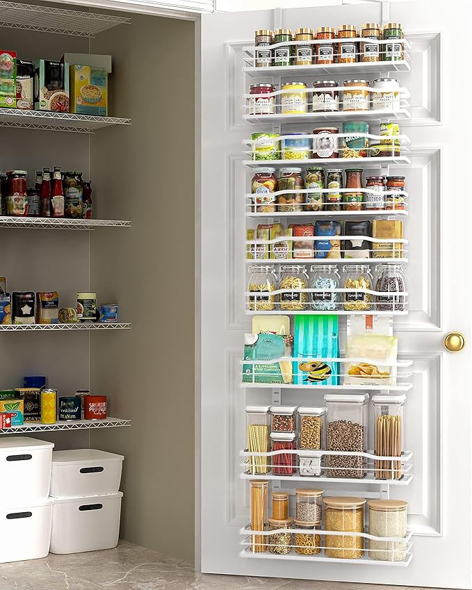 Moforoco White 9-Tier Over The Door Pantry Organizer, Pantry Organization And Storage, Metal Hang... | Amazon (US)