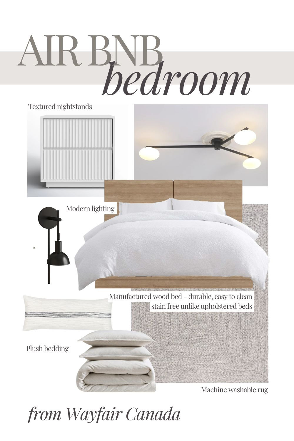 Affordable Airbnb bedroom ideas that look high-end 👏

This neutral bedroom design is perfect for Airbnb hosts, real estate investors, builders, flippers, and anyone furnishing a rental on a budget. Think durable wood furniture, washable rugs, easy-clean finishes, and modern lighting that gives a luxury hotel feel without the luxury price tag.

Everything in this moodboard is from @WayfairCanada — curated for practical, stylish short-term rental spaces that photograph beautifully and hold up to everyday use.

✨ Airbnb bedroom inspiration
✨ Affordable furniture Canada
✨ Investment property design ideas
✨ Budget-friendly modern bedroom
✨ Rental-friendly decor
✨ Neutral bedroom aesthetic
✨ Short-term rental furnishing ideas
✨ Builder & flipper design inspiration
✨ Wayfair Canada finds

Save this for your next Airbnb renovation or guest bedroom refresh 🤍

#AirbnbDesign #AirbnbHost #AirbnbDecor #WayfairCanada #AffordableFurniture #BedroomInspo #ModernBedroom #NeutralHome #RentalProperty #InteriorDesignCanada #CanadianHomeDecor #AirbnbStyle #InvestorFriendly #HouseFlipper #BuilderDesign #STRDesign #VacationRental #BudgetLuxury #HomeStaging #WayfairFinds

#LTKcanada #LTKsale #LTKhome