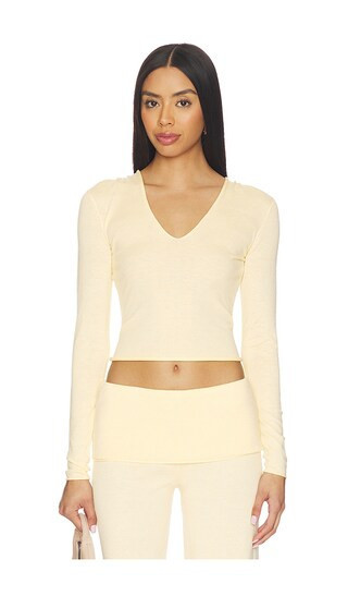 Frankies Bikinis Sloane Knit Hoodie in Yellow. - size S | Revolve Clothing (Global)