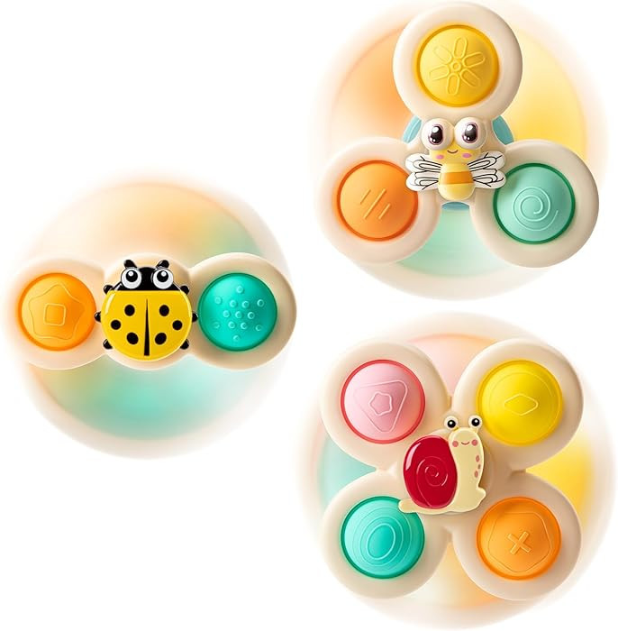 TOHIBEE 3-Piece Suction Cup Spinner Toys for 1-3 Year Old Boys & Girls - Spinning Sensory Toys fo... | Amazon (US)