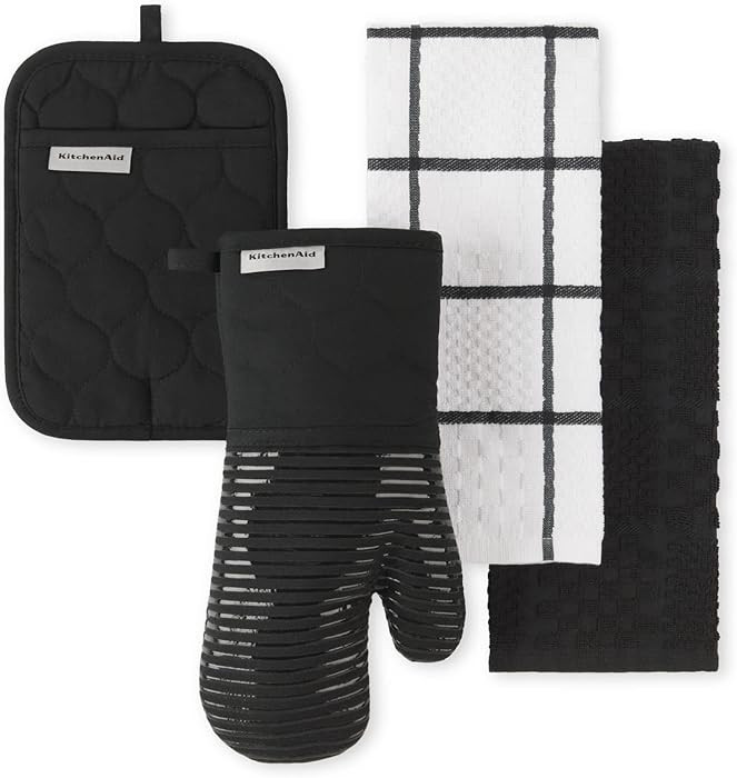 KitchenAid Quilted Cotton Terry Cloth Oven Mitt, Pot Holder, Kitchen Towel 4-Pack Set, Heat Resis... | Amazon (US)