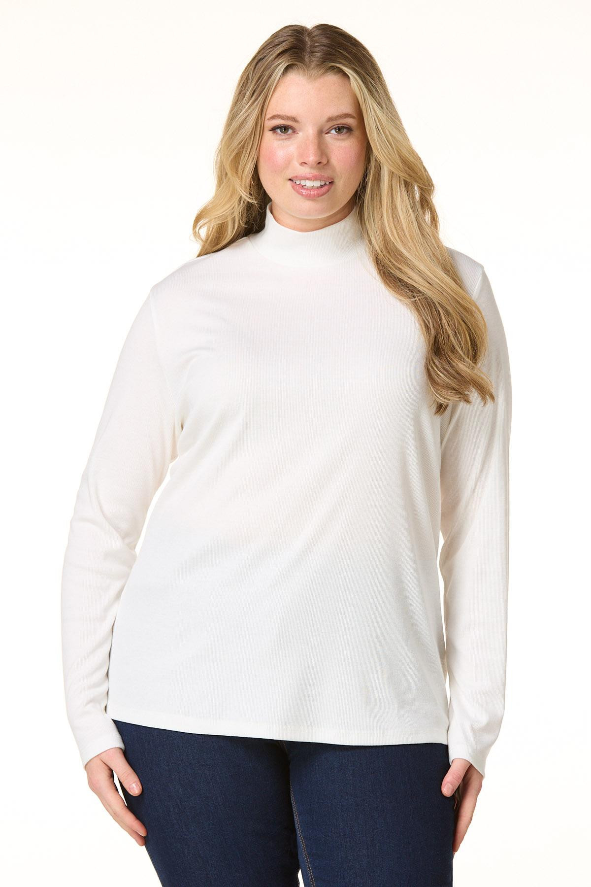 Plus Size Ribbed Mock Neck Top | Cato Fashions