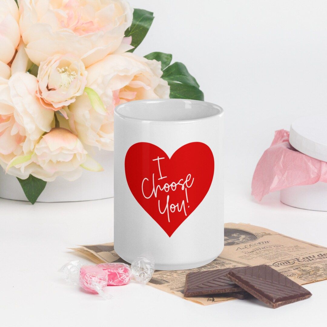 Valentine's Day Heart Mug Glossy White Ceramic 11 and - Etsy | Etsy (US)