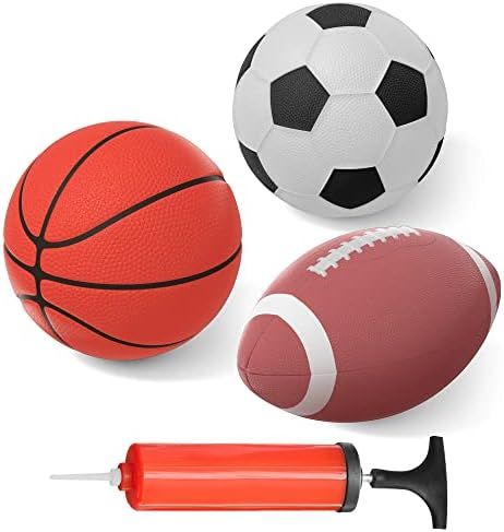 BESTKID BALL Indoor 3 Mini Balls Set - Inflatable Small Basketball Soccer Ball Football - Include... | Amazon (US)