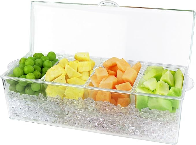 Estilo Chilled Condiment Server with Lid, Mimosa Bar Condiment Organizer on Ice, Clear Container ... | Amazon (US)